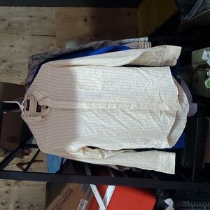 Arnie (Palmer) Men's long sleeve dress shirt. 15.5-34/35 white-red/pink stripes